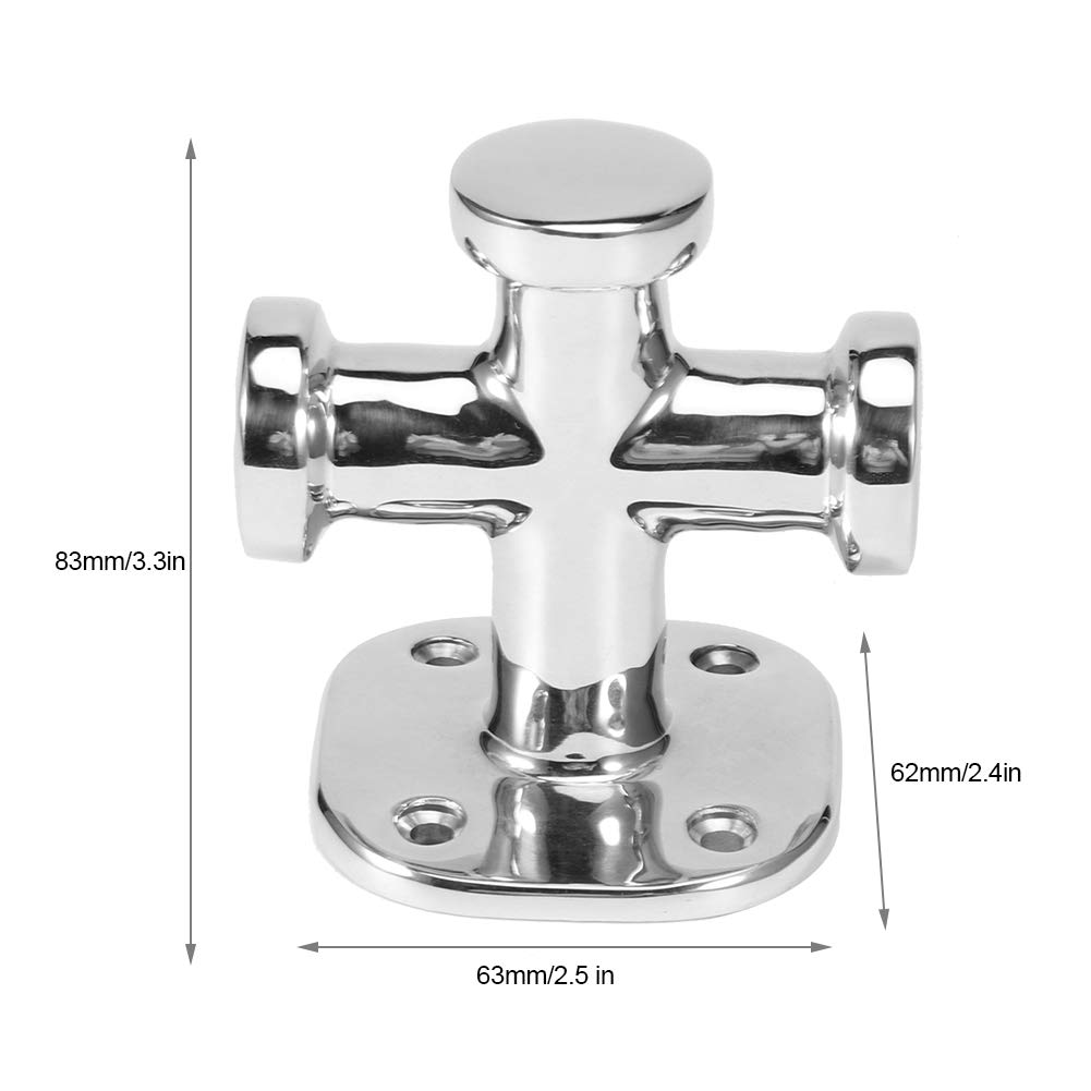 Elerose Boat Bollard, Marine Single Cross Bollard Mooring Bit Cleat 316 Stainless Steel 62x63x83mm Boat Deck Hardware