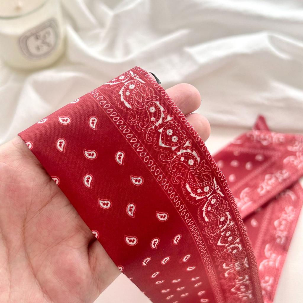 Versatile Cashew Nut Flower Versatile Printed Silk Scarf, New Neck Tie Scarf, Multi-functional Hair Tie Bag Streamer