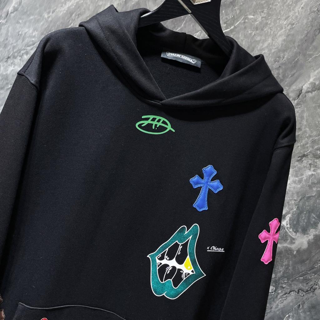 8653 CHROME HEARTS New Spring and Autumn Plus-size Thin Style Classic Style Logo Hooded Sweatshirt for Couples