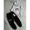 Men's Printed Hooded Sweatshirt and Pants Two Piece Set High Street Drawstring Sports Suit Soft and Skin Friendly Trendy Street Style