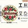 Metal Welcome Sign with Floral Hummingbird Design Rustic Wall Art Waterproof Aluminum Decor