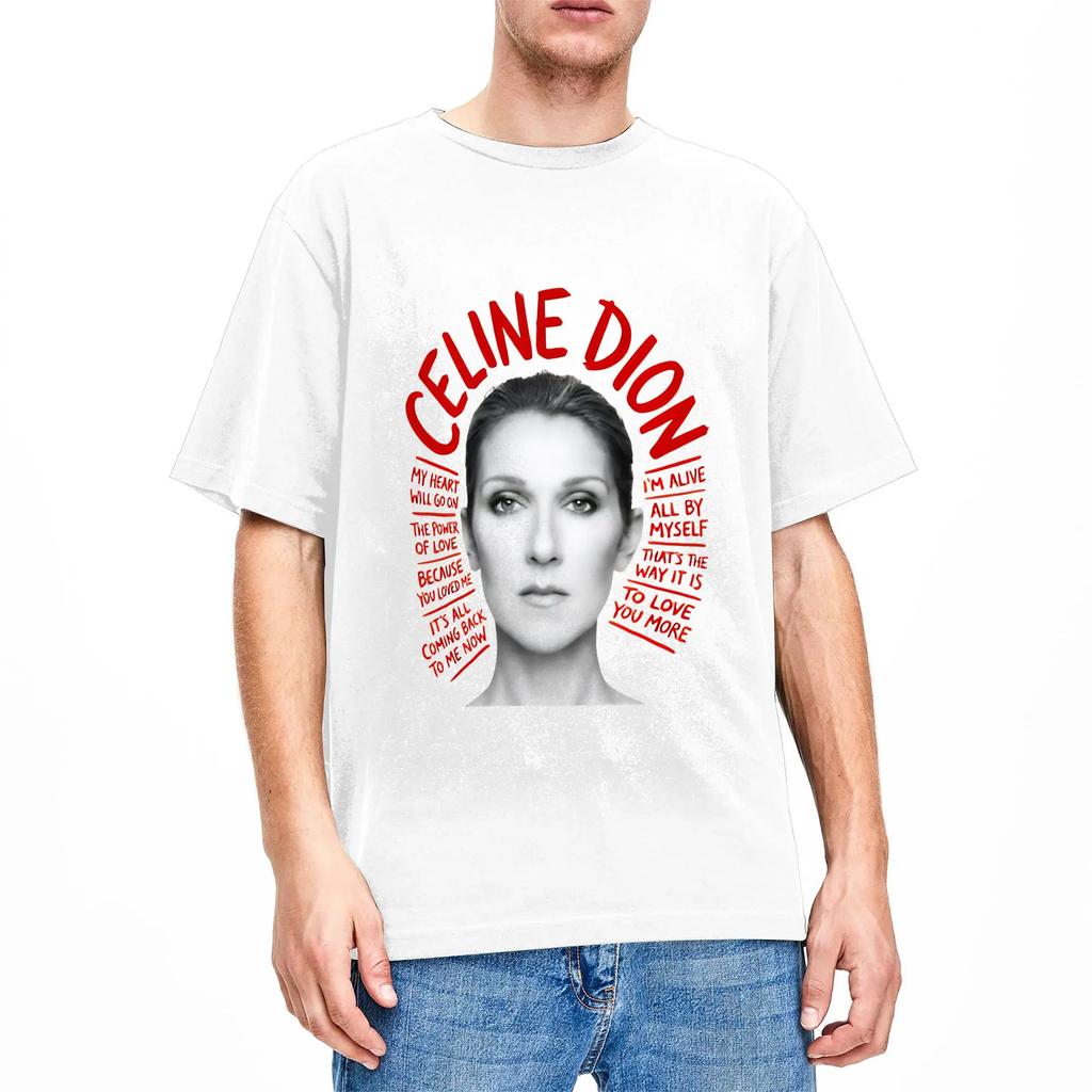 2026 Y2K Celine Dion Classic Song Pattern T-shirt for Men and Women Pure Cotton Casual T-shirt for Music Fans Street Wear Top