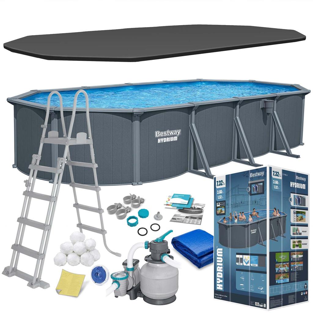 Year-Round Panel Garden Pool 732X366X132 Cm 13W1 Sets 561Cw