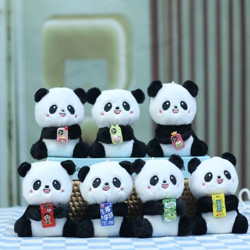 Adorable Plush Panda Keychain Accessory Cute Cartoon Panda Doll For Bags