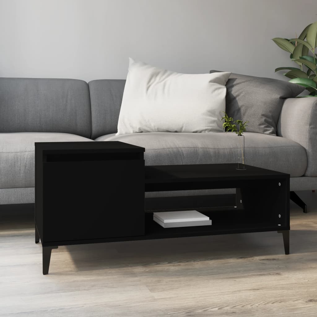 Vidaxl Stolik Kawowy, Czarny 100X50X45 Cm, Materiał Drewnopochodny