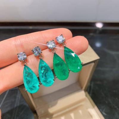 Huayei Jewelry Simulation Smaragd Ohrringe Damen Vintage Paraiba Blau Ohrringe