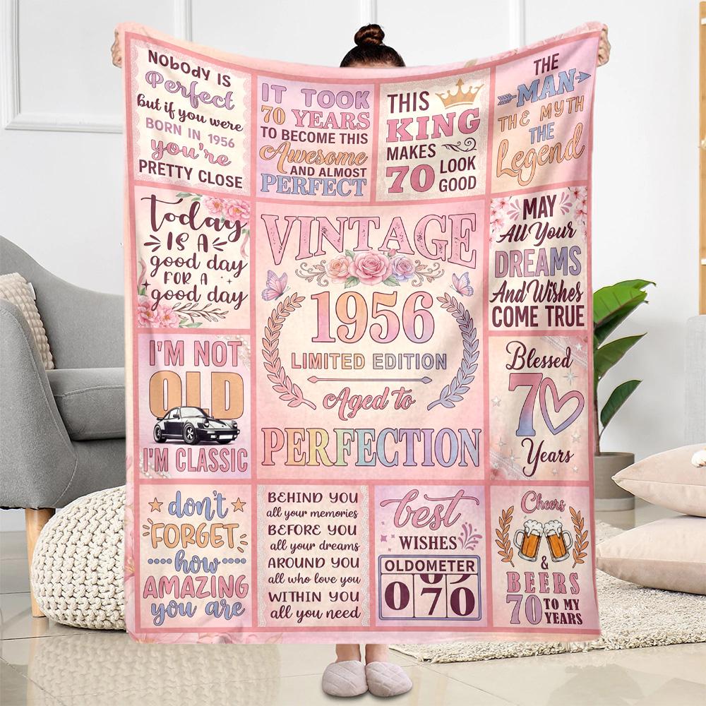 Vintage Celebration Blanket Soft & Cozy Perfect for Chair Office Chair Couch Four Seasons Multipurpose Playful Design Gift for Travel Home Birthdays