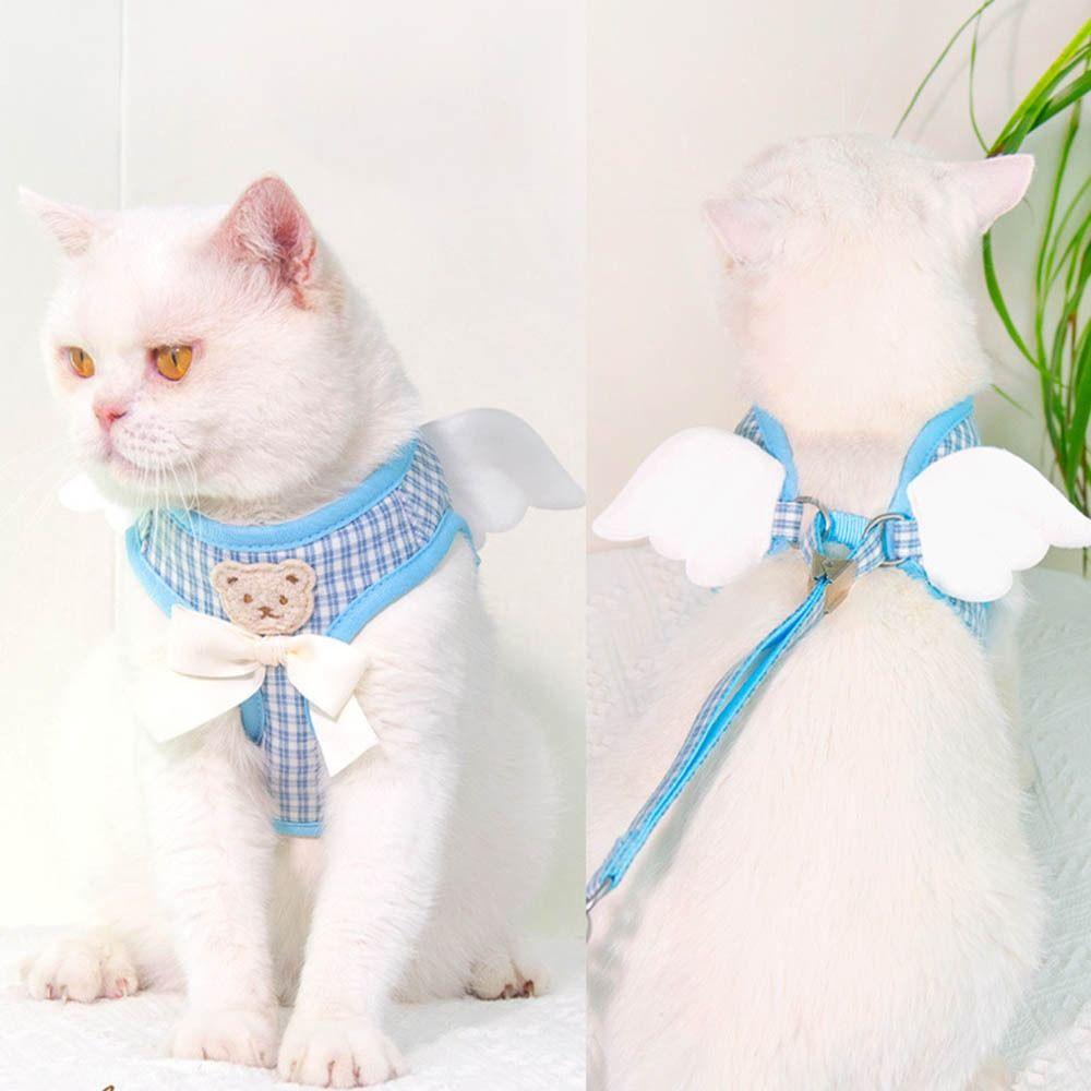 Breathable Cat Dog Harness Set Adjustable Cat Leash Cute Dog Traction Rope Walking
