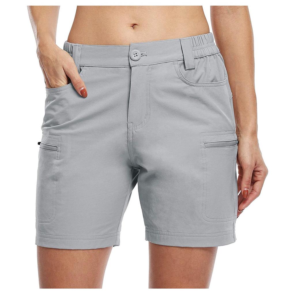 2023 Damen einfarbige Cargo-Hose mit Seitentaschen und Reißverschluss zur Taillenbetonung für Frühling/Sommer