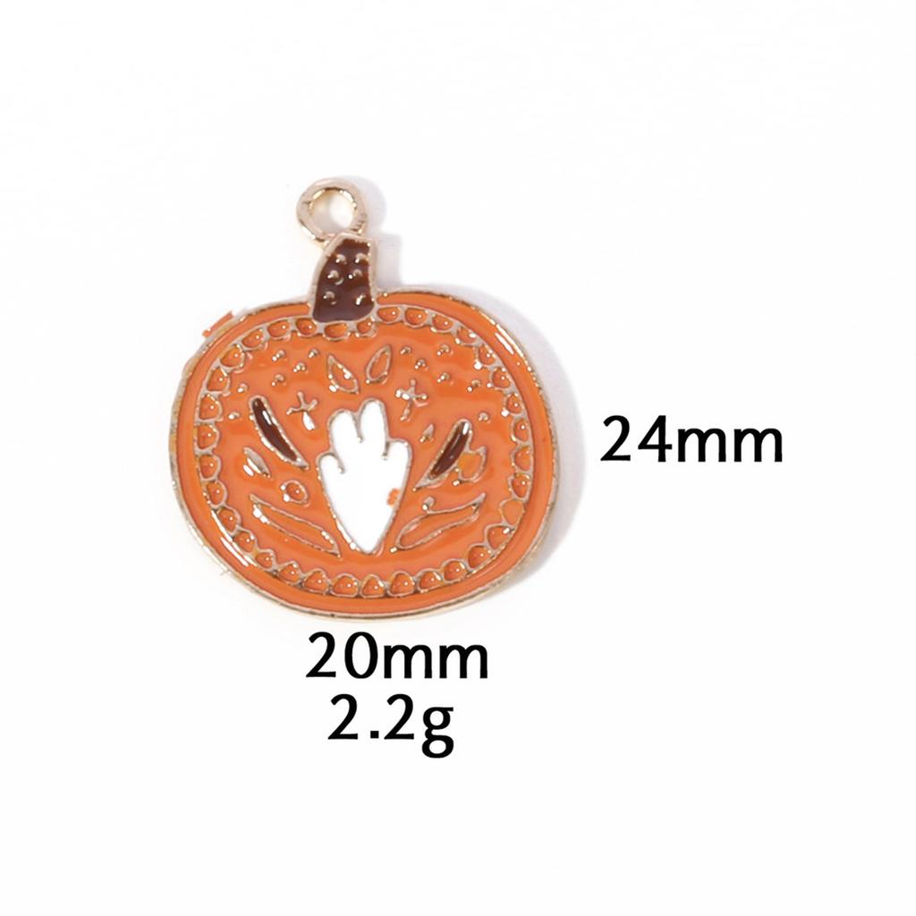 10 Pcs Zinc Based Alloy Autumn Style Halloween Charms Orange Pumpkin Enamel Gold Color Metal Pendants For DIY Jewelry Making