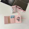 Korean Style Balletcore Pocket Purse Wallet Crystal Crossover Strap Three Fold Wallets  Girls