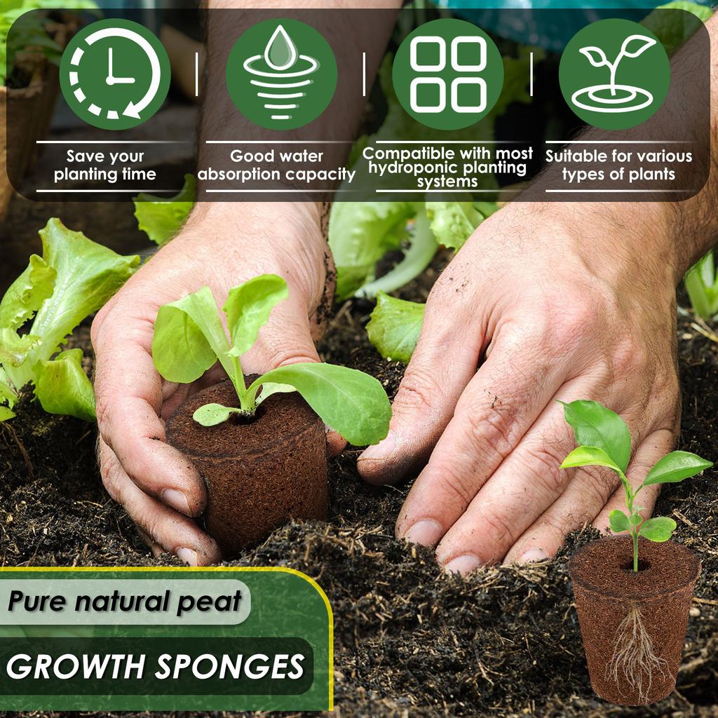 50Pcs Seed Grow Sponges Replacement Root Growth Sponges Seedling Starter Plugs Seed Starting Seed Pod Hydroponic Garden Planting