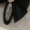 Women Hairpin Smooth Edges Smooth Satin Ribbon Bow Sparkling Rhinestone Rounded BB Clip Hair Accessory