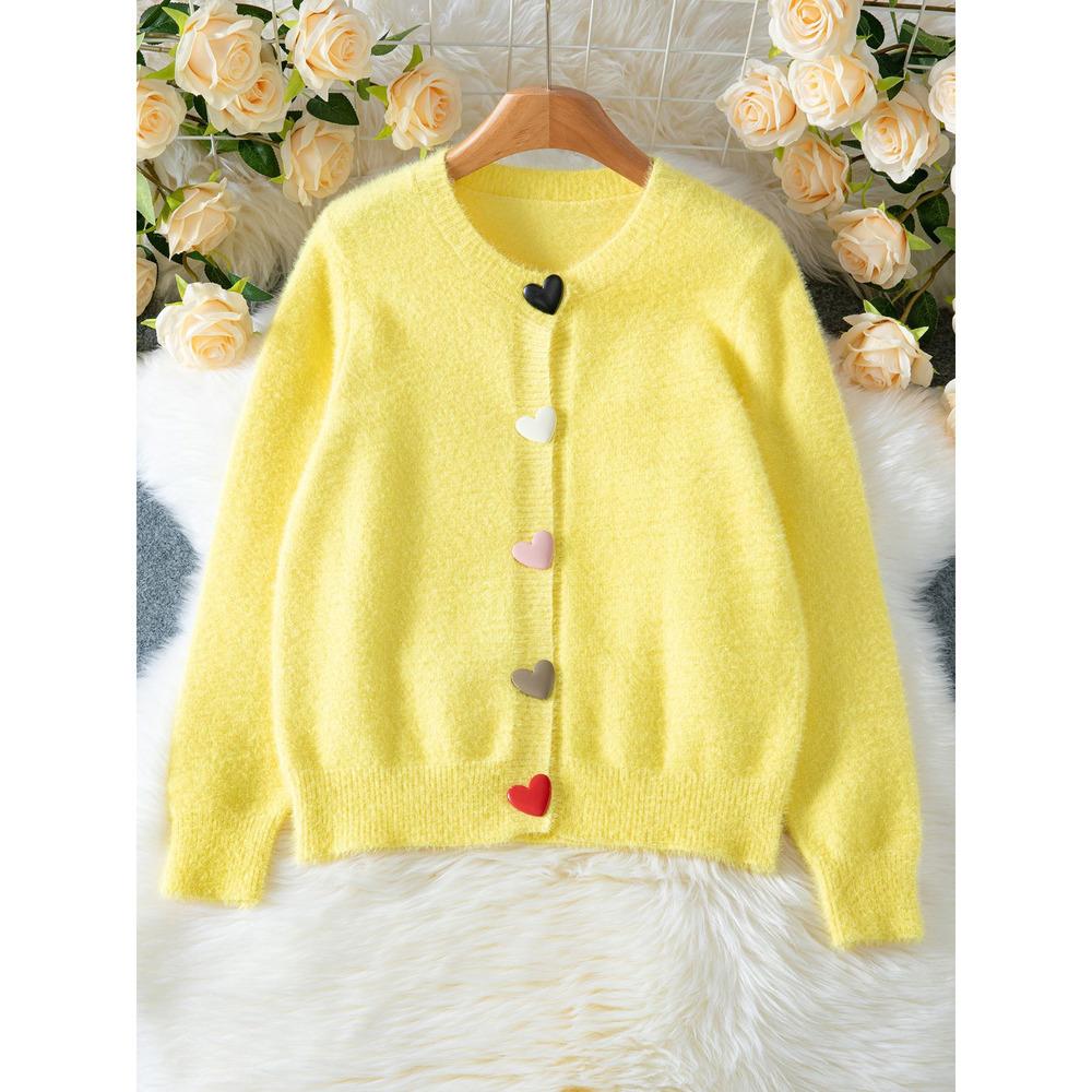 Autumn Winter Cardigan Women Heart Button Long Sleeve Knit Sweater Outerwears