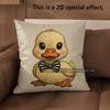 2D Cute Duck Bow-Tie Pattern Throw Pillow Covers Pattern Cushion Cover Suitable For Sofa Bedroom Car Pillow Cover
