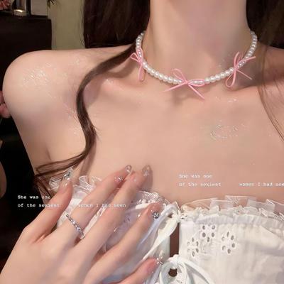Dopamin-Schleife Titan Perlenkette - Hochwertige Luxus Schlüsselbein-Kette für Damen