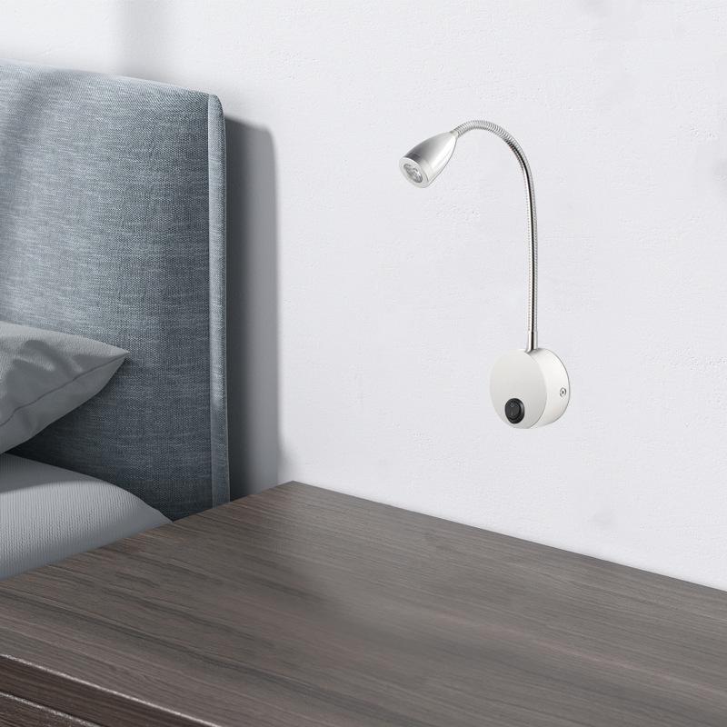 3W LED Svanehals Leselampe, Veggmontert Nattbordsspotlight