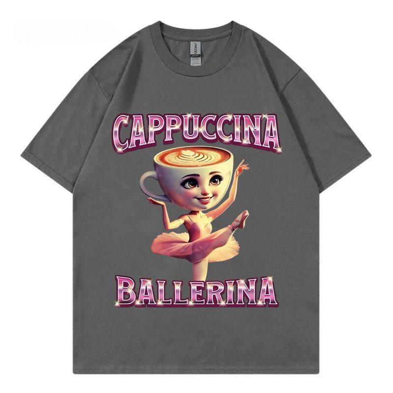 

Cappuccina Ballerina Funny Italian BrainrotT-shirt Fashion Aesthetic Short Sleeve T Shirt Unisex Women Casual Cotton T-shirts Tops 4XL