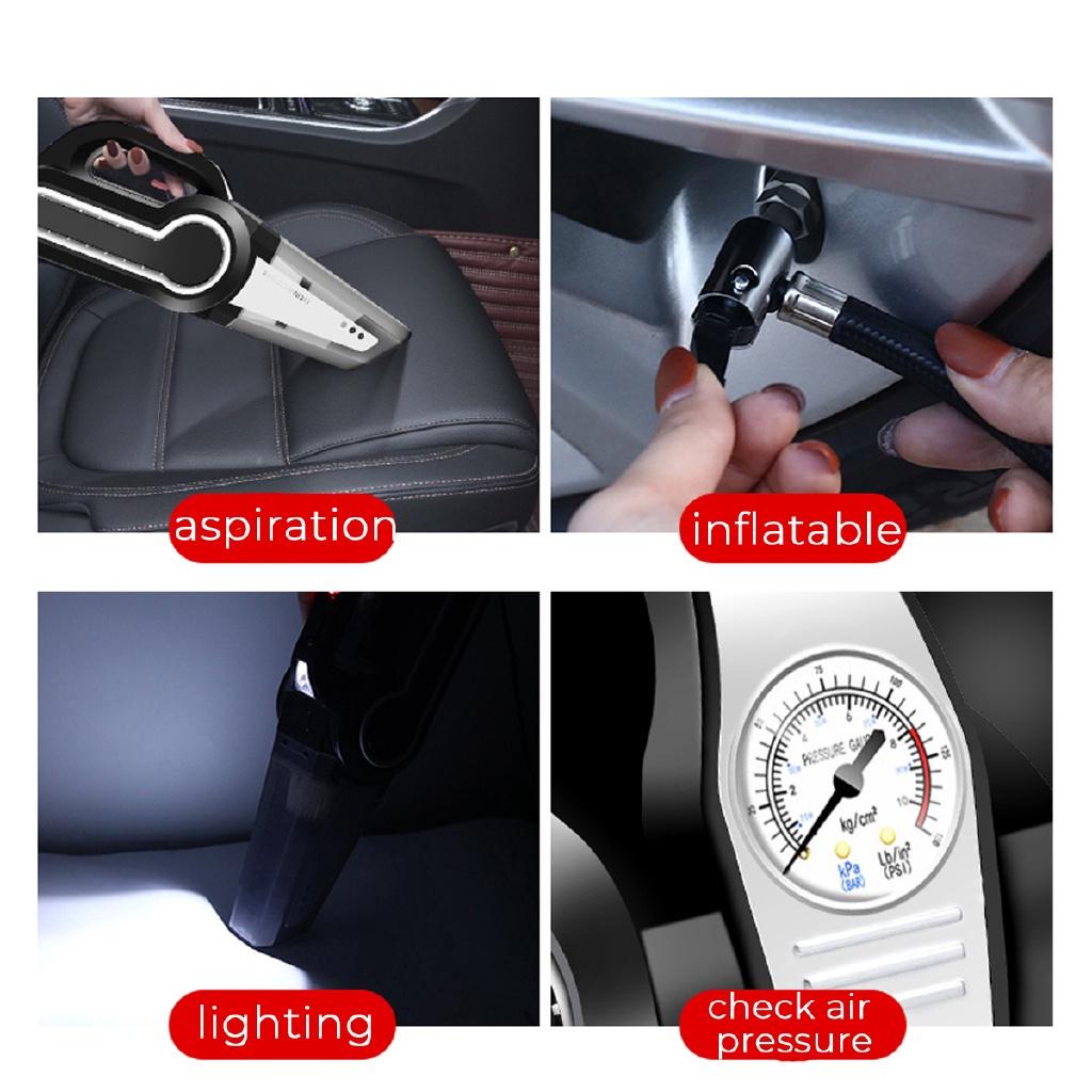 4-in-1 Tragbarer Auto-Staubsauger 4000pa Nass/Trocken Auto-Staubsauger Mini Handheld Luftkompressor für Zuhause Fahrzeuge 120W