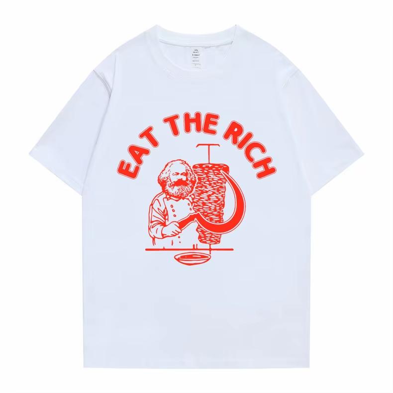 2026 New Funny Men Women Casual Tshirt Eat The Rich Doner DC3B6ner Kebab Karl Marx Socialist Hasan Piker Graphic Tshirts