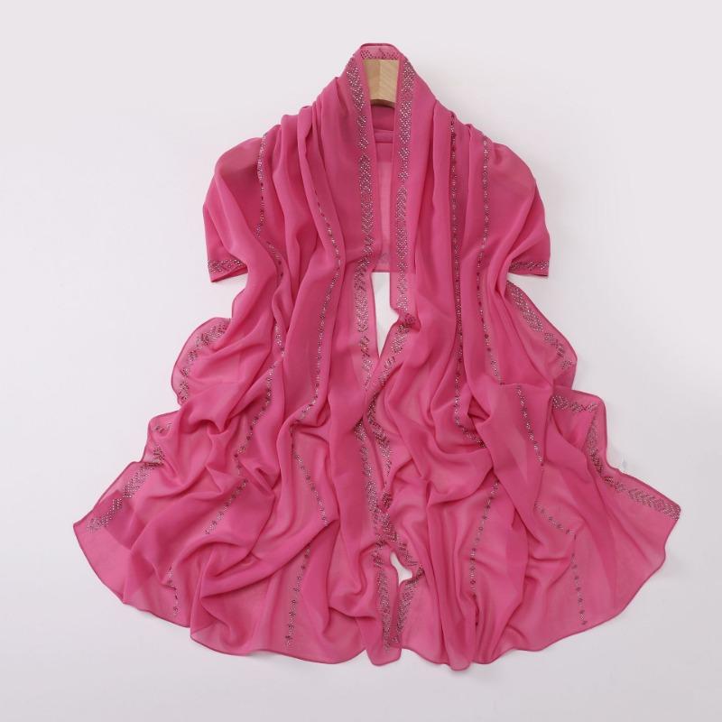 Neuer langer Perlen-Chiffon-Schal mit Strasssteinen Ethnisch für Damen S