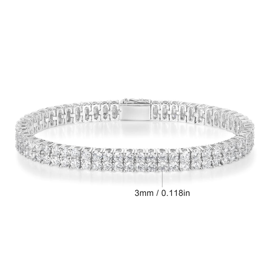 A new 3MM copper inlaid zircon tennis bracelet spring buckle bracelet double row Tennisbracelet tide