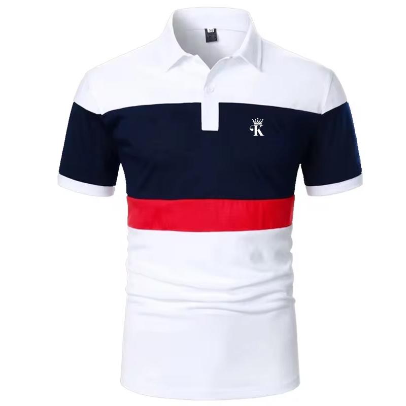 Men Print Polo Shirt Short Sleeve Polo Shirt Contrast Color Polo New Clothing Summer Streetwear Casual Fashion Men Tops