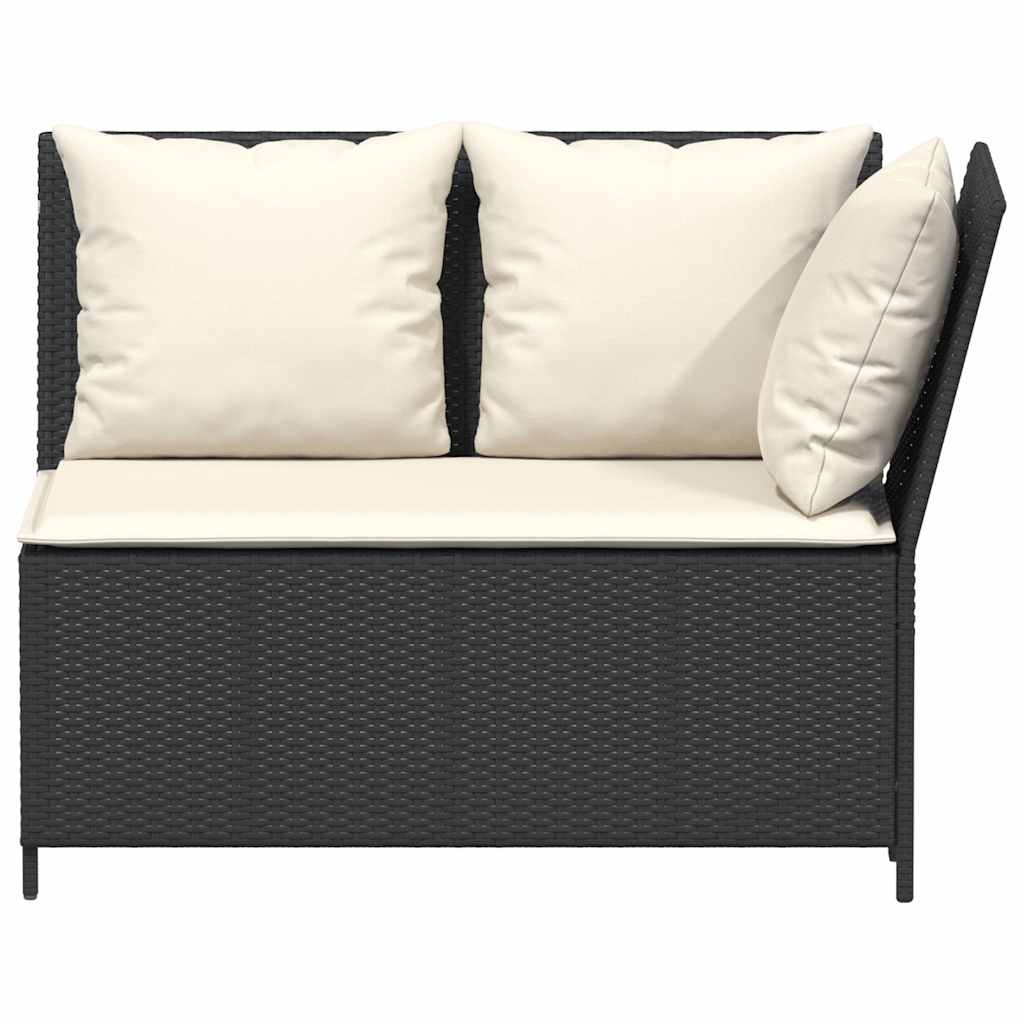 3 Piece Garden Sofa Set with Cushions Black Poly Rattan