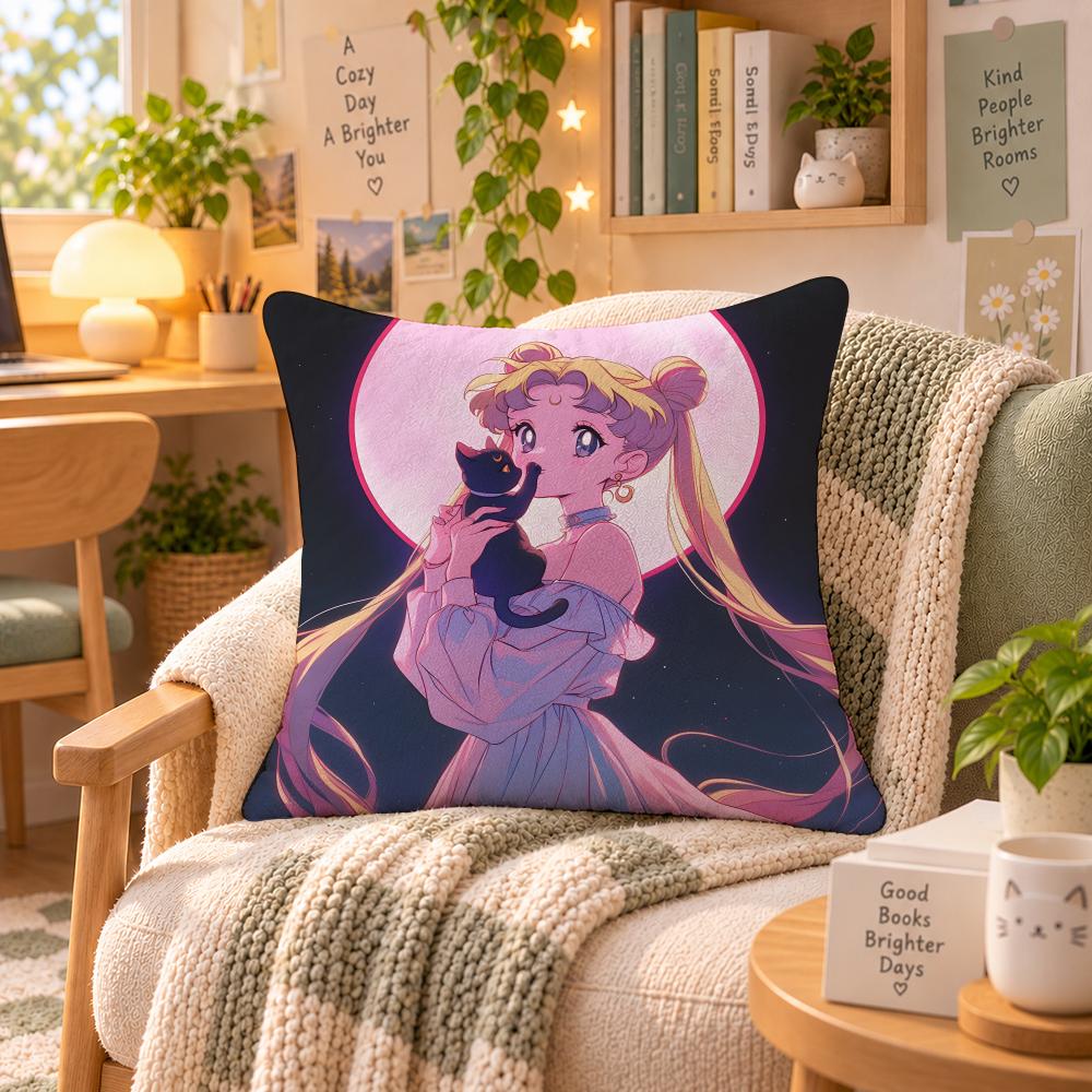 Anime Sailor Moon Magical Cushion Cover Personalized Soft Plush Pillow Living Room Home Sofa Bedroom Office Car Cushion