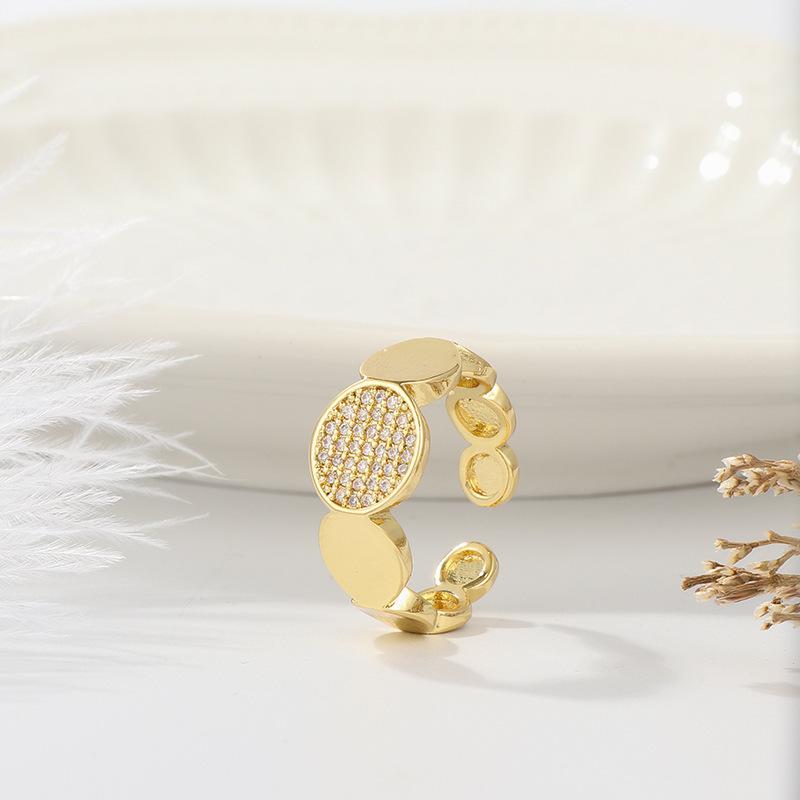Золотой Серебряный Цвет Усыпанные Алмазами Браслеты-Кольца Для Женщин Медь Цирконий Плоское Лицо Пальцевый Аксессуар