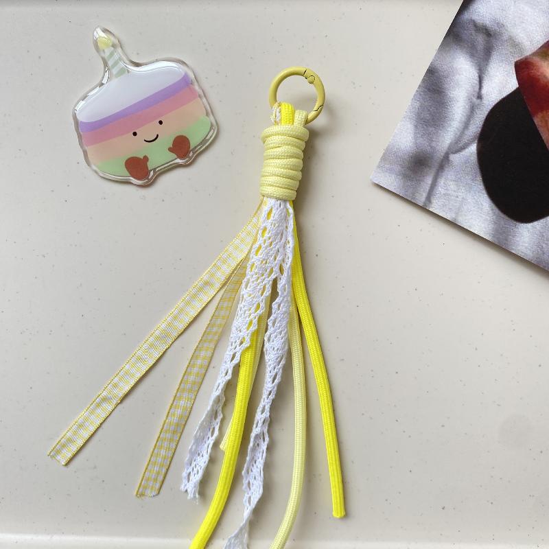 Lace Keychain Braided Rope Charm Pendant Keyring  Simple All-Matching Bag Decoration Jewelry Accessories