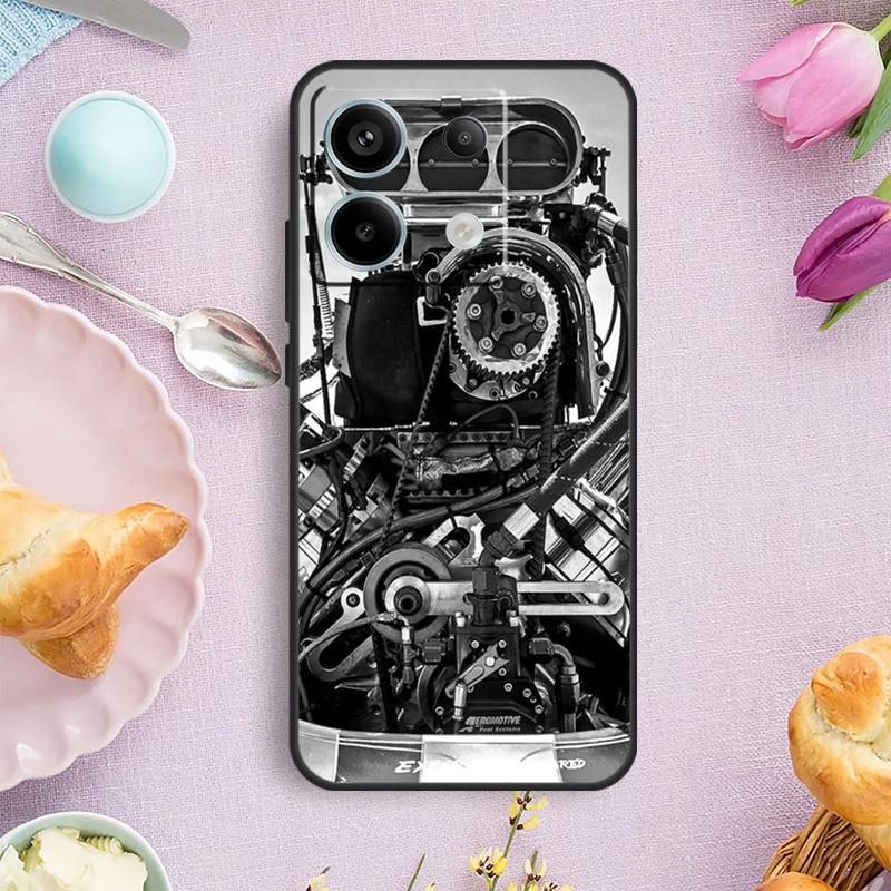 Motor Engine Motorcycle Case For Xiaomi Redmi Note 15 Pro Plus 10 11 12 13 14 Pro Cover For Redmi 14C 15C 12C 10C 13C