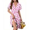 Ladies Casual Fashion V-Neck Sleeveless  Print Dress