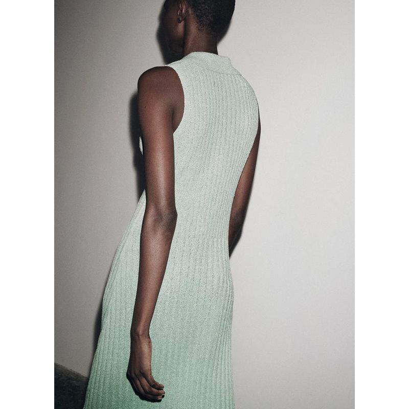 Summer New Product Women's Clothes Seaside Vacation Style Trim Knitting V-neck Sleeveless Long Dress 8779175