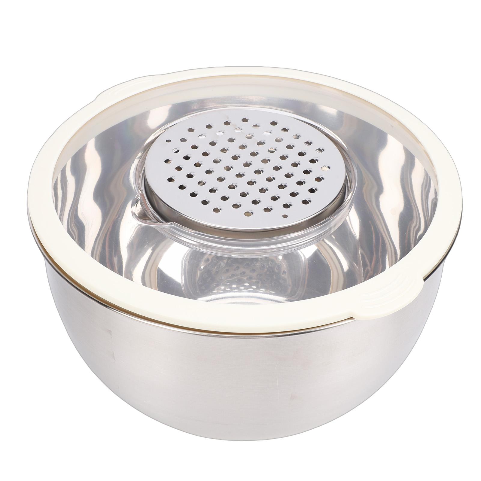 

3PCS Mixing Bowls with Lids Non Slip Silicone Base Stainless Steel Bowls and 3 Grater Attachments for Salad Food Prep