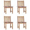 VidaXL Garden Chairs 4 Pcs with Cushions Solid Teak Wood