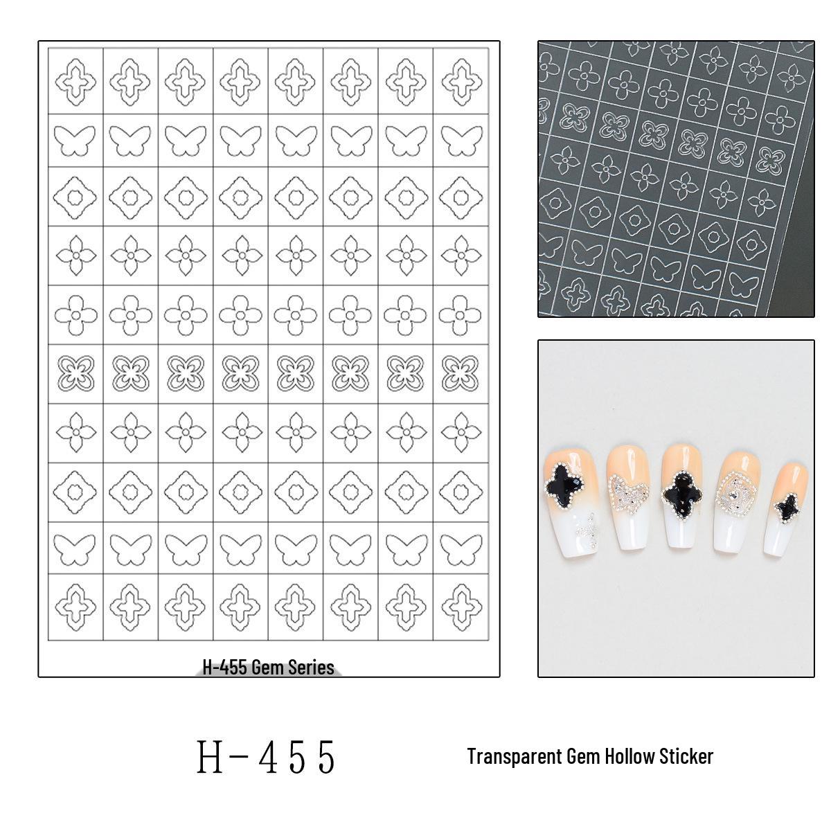 

Four-Leaf Clover Transparent Nail Art Stickers - Butterfly, Flower, Gem, Circle Design Templates