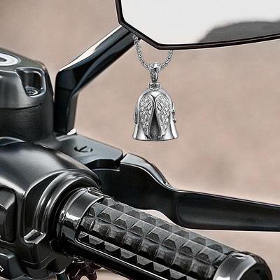 Motorcycle Guard Bell Stainless Steel Motorcycle Angel Bell Spirit Bells with Chain or Keyring Guard Riding Bell Pendant