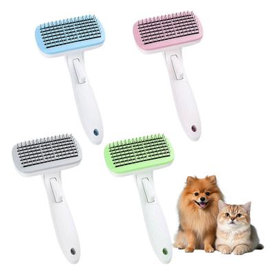 Pente para Animais de Estimação Antiderrapante Cabo Ergonômico Para Tosquia Dentes Agulhados Arredondados Auto-Limpeza com Um Clique Ferramenta de Tosquia para Animais de Estimação