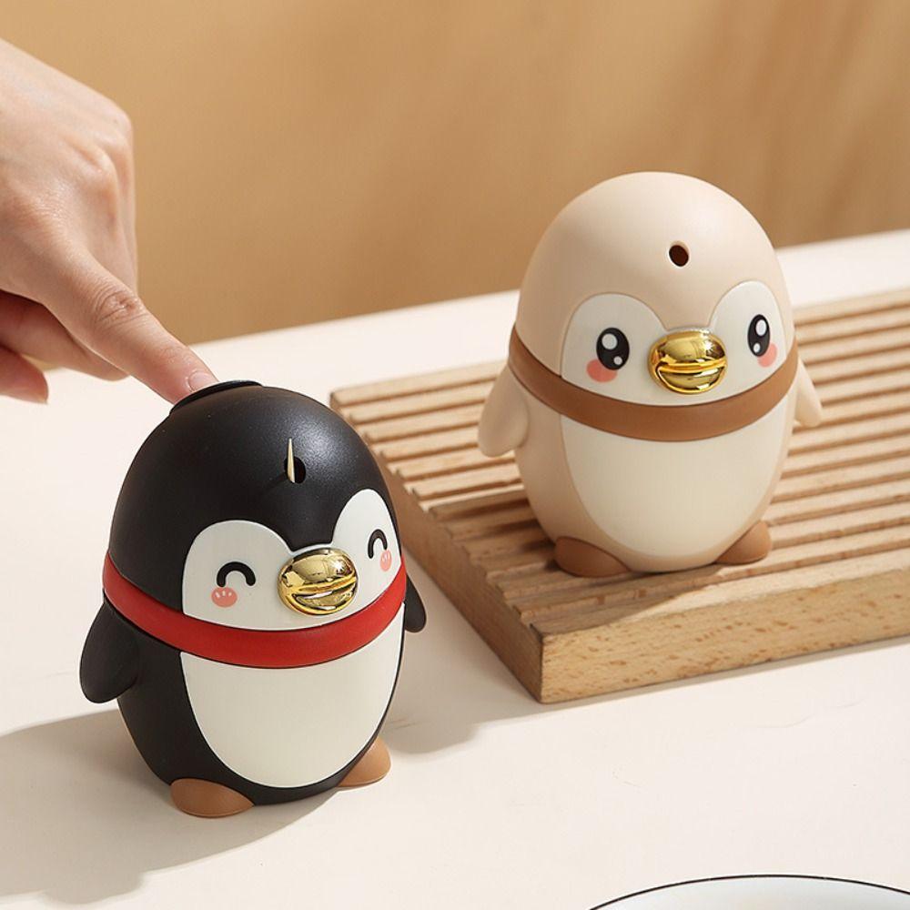 Penguin Automatic Toothpick Dispenser Press Style Portable Toothpick Storage Box Thickening Oral Hygiene Care Tooth Picks Holder