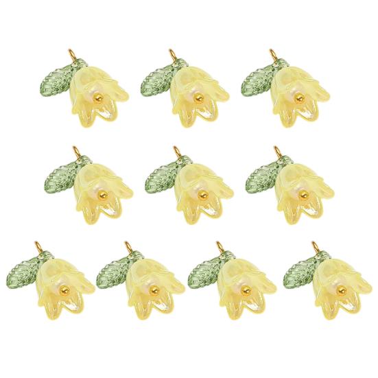 10Pçs Pingente DIY Flor do Vale de Resina com Textura de Simulação Tridimensional