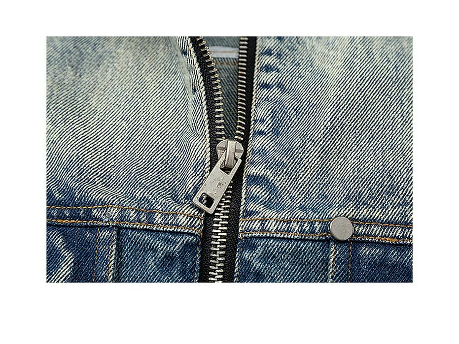 Y2K Vintage Distressed Denim Jacket for Women - 2025 Spring/Autumn Loose Trendy Style
