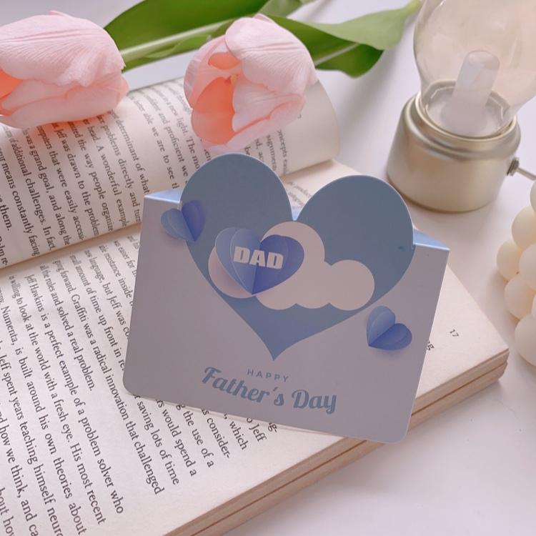 10Pcs 3D Heart Pop Up Greeting Card for Fathers Day Birthday Thank You Message Foldable Card with Love Shape Decoration Personalized Writing Space