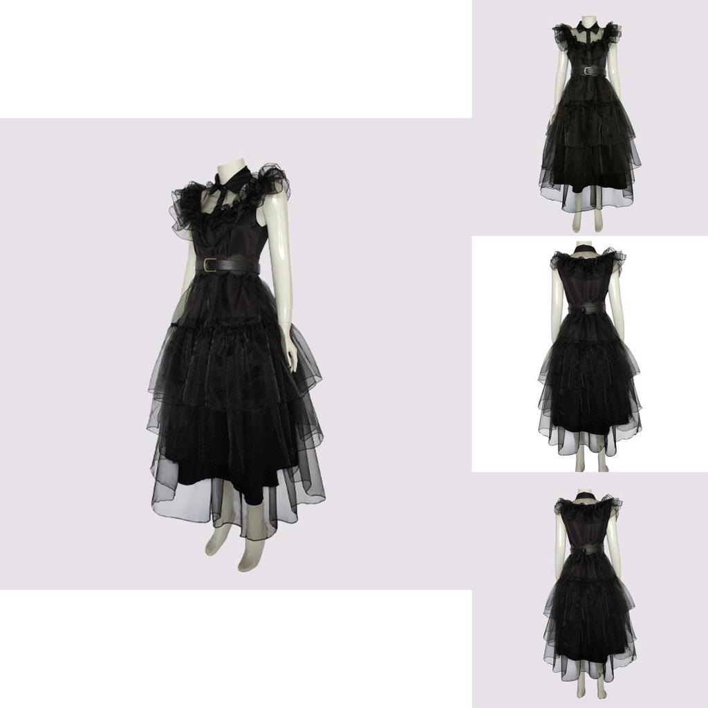 Addams Family Wednesday Costume Anime Ball Women Uniform Outfit Dress Suit