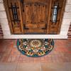 Tappetino Semirotondo Mandala Boemo Antiscivolo Lavabile Tappeto Piatto 2D Semisferico per Decorazione Soggiorno Cucina Bagno