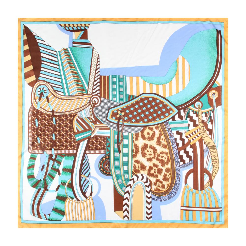 Manual Hand Rolled Twill Silk Scarf Women Timpani Print Square Scarves Echarpes Curled Foulards Femme Wrap Bandana Hijab 90CM