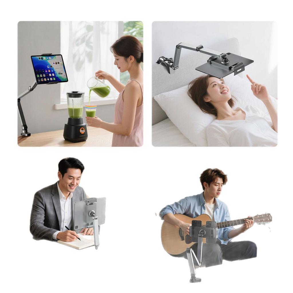 Aluminum Alloy Rotating Phone & Tablet Holder Stand for Desktop Streaming & Viewing