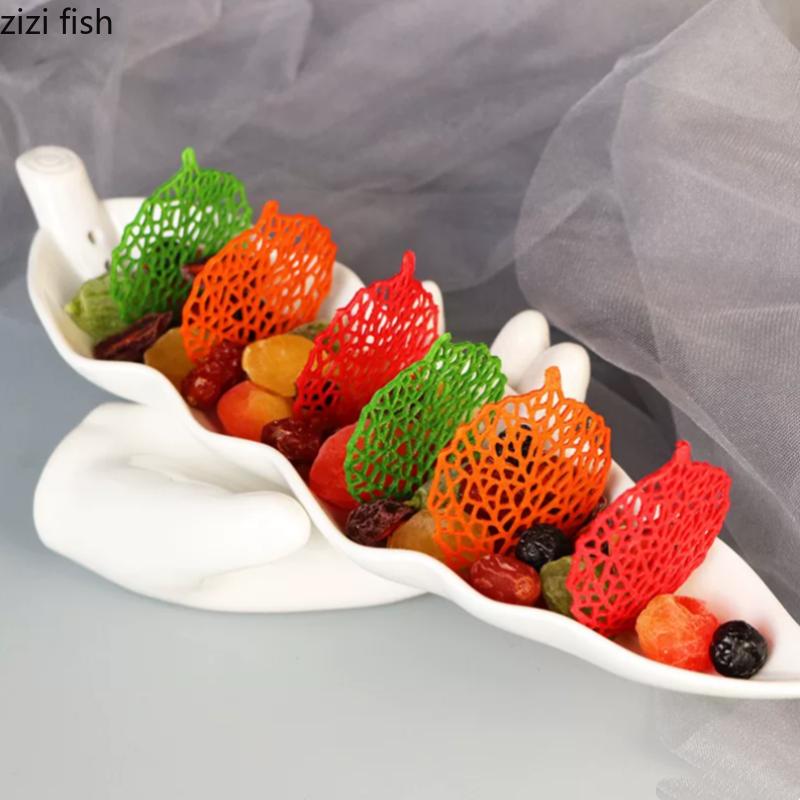 Hand Leaf Decorative Plate Ceramic Dinner Plates Snack Tray Fruit Bowl Dim Sum Dish Sushi Plate Dessert Plates Display Stand