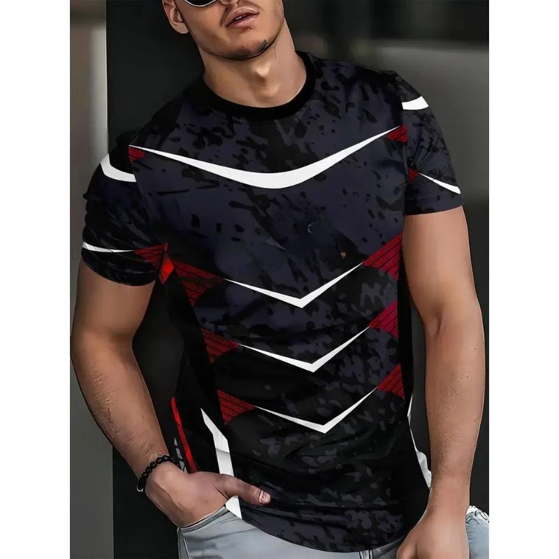 

Летняя мужская модная футболка Модная футболка с 3D-принтом с геометрическим узором в стиле Харадзюку Повседневный удобный топ с коротким рукавом 6XL