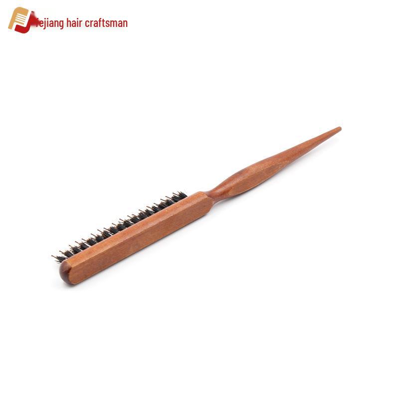 Pente para Desfiar de Três Fileiras com Cerdas de Javali Personalizável para Penteados de Noite